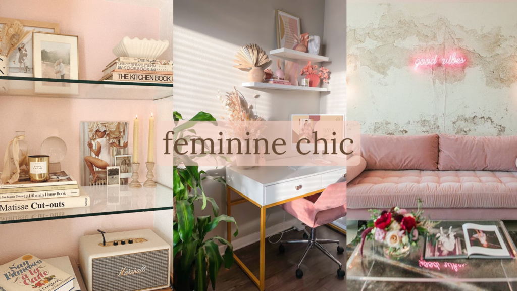 feminine chic style decor for apartments, pink colors, gold accents and girly decor