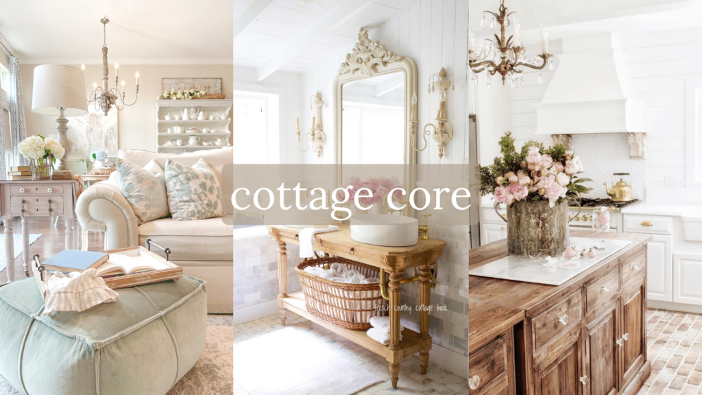 english cottage core decor style, fairy core, french cottage style, simple and airy style decor furniture