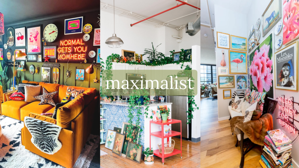 maximalist decor style with loud colors and bright paintings
